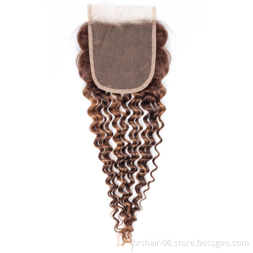wholesale double drown human hair unprocessed brazilian hair bundles with closure hair extension